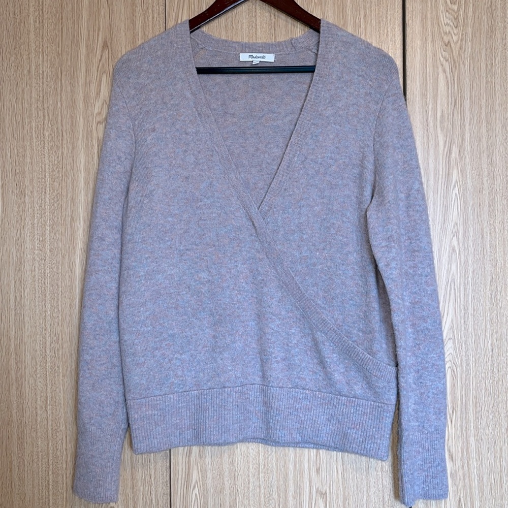 Madewell Wrap-Front Pullover Sweater, Size M